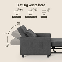 Canapé multifonctionnel convertible 3 en 1, fauteuil-lit simple avec dossier réglable