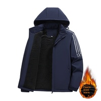 Blouson Bomber Homme Hiver 7651 à Trois Bandes, Doublure Polaire Épaisse, Rembourré Coton, Isolant pour Temps Froid, Manteau Streetwear avec Logo