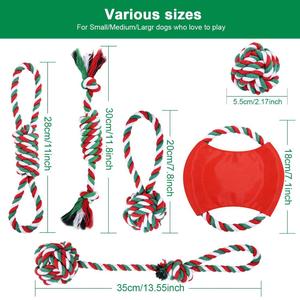 Mainan Natal Tali Anjing Stoking Natal Set Hadiah Natal Tali Simpul Chew Ahan Mainan untuk Anjing Sedang dan Besar Gigi Bersih - Product Image 4