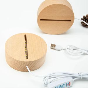 Bán buôn New LED 3D bằng gỗ cơ sở ánh sáng với cáp USB cho phòng ngủ ánh sáng ban đêm hiển thị cơ sở - Product Image 6