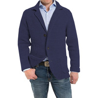 Herbst Winter Herren Blazer mit Reverskragen Waffelstrick-Cardigan Jacke mit Zwei Knöpfen und Aufgesetzten Taschen Slim Fit Klassisch