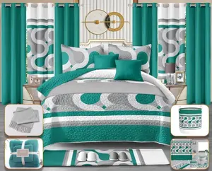 2024 Brand New 25pieces Bedspread Set With Curtains King Cobertores De 25 Piezas Disponibles Quilts Bedding Set And Bathroom Set