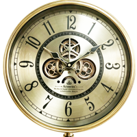 Horloge de sol vintage de luxe en métal Armens avec haut-parleur, radio FM, mouvement à quartz, multifonction, horloge à pendule, décoration d'intérieur