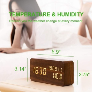 KH-WC004 Trung Quốc Tùy Chỉnh In Đầu Giường Bàn Điện Tử Ngày Tháng Năm LED Hiển Thị Bằng Gỗ Lịch Kỹ Thuật Số Đồng Hồ Báo Thức Cho Trẻ Em - Product Image 6