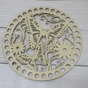 Círculo de madera FONDO PARA <span class=keywords><strong>Crochet</strong></span> cestas accesorios de costura de <span class=keywords><strong>punto</strong></span> hecho a mano de cestas de almacenamiento de - Product Image 1