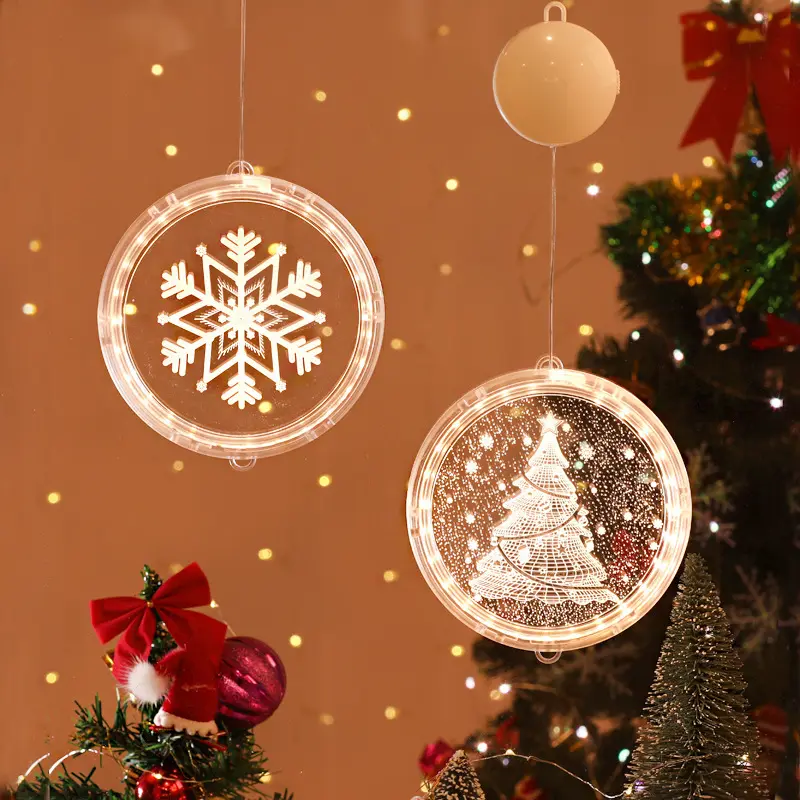 नई एक्रिलिक 16cm क्रिसमस एलईडी सजावटी रोशनी क्रिसमस कमरे सजावटी रोशनी खिड़की उद्यान लेआउट क्रिसमस चूसने वाला रोशनी