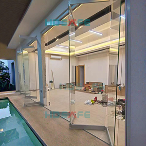 Gran puerta de vidrio sin marco apilable partición de vidrio acordeón puerta plegable Oficina restaurante de lujo Hotel puerta plegable proyecto - Product Image 5