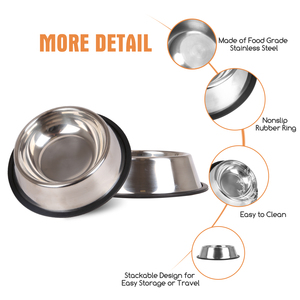 Nobleza in acciaio inox Pet ciotole antiscivolo alimentatori portatili capacità 32oz per cani e gatti-confezione da 2 - Product Image 4