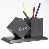 Termómetro Digital de Madera con Portalápices, Reloj Despertador, para Regalo y Promoción, al Precio Más Bajo