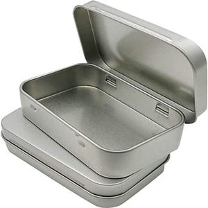 Metal Hinged empty Tin cans Box Container Mini Portable Small Storage Container Kit Tin Box Container, Small Tin with Lid