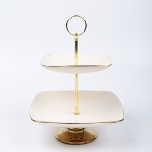 Alzata per Torte a 3 Piani in Ceramica per Feste e Tea Party Nuziali, Piatti per Frutta e Dessert in Porcellana - Product Image 5