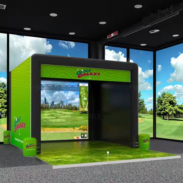 Factory Portable Golf Training Cage Inflatable Golf Simulator Projector Shooting Tent With Screen for Sale Golf Simulator Bay