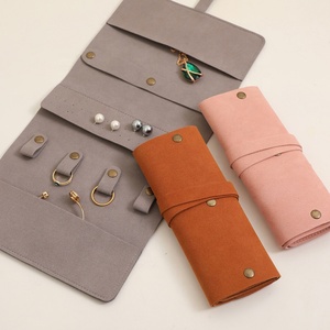 Wholesale Customizable Microfiber Travel Jewelry Roll Bag Foldable Velvet Jewellery <b>Storage</b> Organizer for Earrings Necklaces - Product Image 1