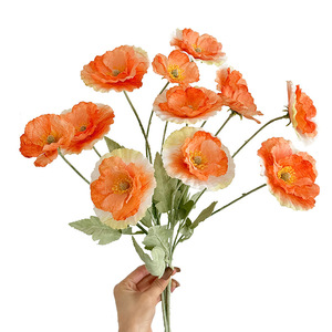 Amapolas Artificiales de Seda, Flores Blancas, Rosas, Naranjas, Azules y Moradas, con Efecto de Terciopelo, Alta Simulación, Decoración para Bodas, Mesa de Salón - Product Image 5