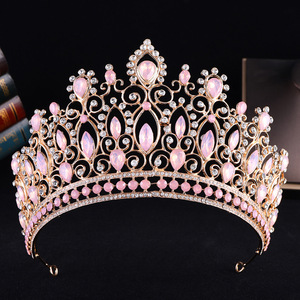 <span class=keywords><strong>Couronne</strong></span> de Mariée de Luxe Bleu Royal en Cristal, Tiara Baroque Plaqué Or, Grande <span class=keywords><strong>Couronne</strong></span> de Reine Saphir, Accessoires de Cheveux pour Mariage et Bal de Promo pour Femmes - Product Image 2