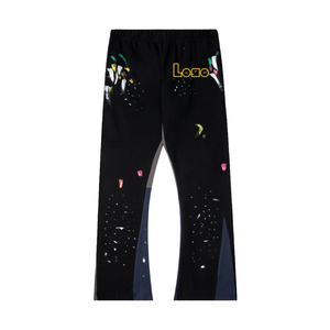 Erkek özel yüksek kalite Casual Flared Jogger eşofman altları elastik kemer Mens yığılmış Flare Sweatpants erkekler için - Product Image 5