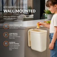 Poubelle murale robuste pour cuisine avec couvercle, idéale pour suspendre à une porte d'armoire, panier à déchets pour toilettes et salle de bain