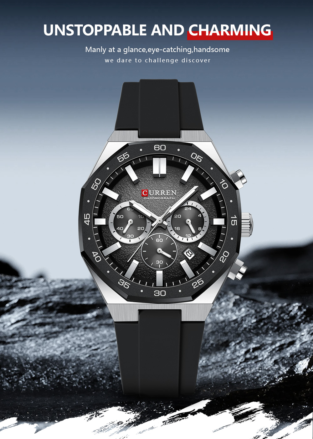 CURREN 8489 Chronograph - Luminous Hands, Waterproof Watch