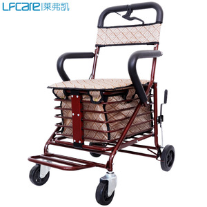 Lfcare <b>Walker</b> With Seat And Basket Stainless Steel Brown <b>Elderly</b> Mobility Aid - Product Image 5