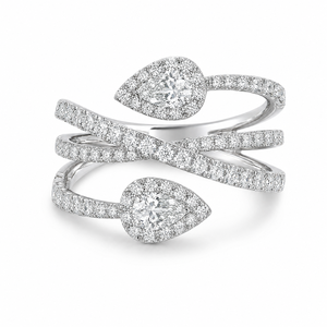 Anello a Quattro File a Goccia Incrociata per Donne, Elegante Gioiello da Dito alla Moda - Product Image 1