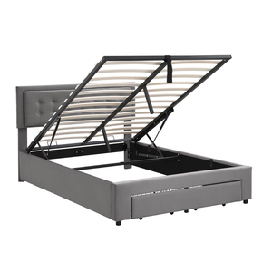 <span class=keywords><strong>Base</strong></span> de Cama Moderna de Tamaño Completo <span class=keywords><strong>con</strong></span> 2 Cajones, Estructura de Madera <span class=keywords><strong>con</strong></span> Listones, Tapicería de Terciopelo y Cabecera Ajustable - Product Image 2