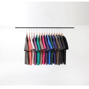 Men's Premium Double Yarn 100% Cotton T-Shirt 230g Heavyweight Breathable Anti-Pilling Vintage <b>Washed</b> Streetwear Tee - Product Image 4