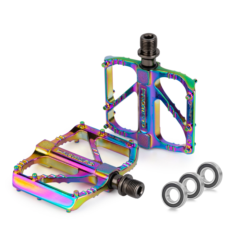 NUEVO DISEÑO COLOR DEL ARCO IRIS 3 RODAMIENTOS SELLADOS PEDALES DE BICICLETA DE MONTAÑA ULTRALIGEROS PEDAL DE BICICLETA DE ALEACIÓN DE ALUMINIO