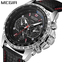 Montre à quartz simple et luxueuse pour homme MEGIR, best-seller, 1010G - Bracelet en silicone, résistante à l'eau, sportive