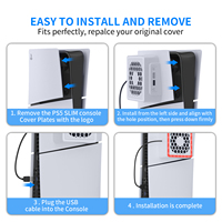 Refroidisseur latéral RGEEK avec lumière LED 2 ports USB Ventilateur de refroidissement 5V 2.4A Refroidisseur latéral pour console de jeu PS5 SLIM