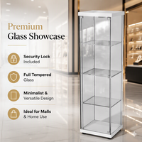 Vitrine de magasin de bijoux et montres en verre trempé, 5 étagères, avec serrure à clé