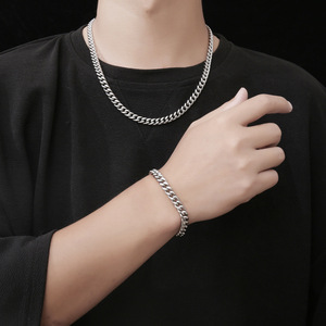 Chaîne cubaine pour homme en acier titane, chaîne à maillons cryptés, bijoux hip-hop, bracelet CE578 - Product Image 4