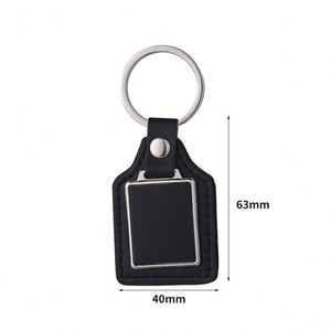 Porte-clés en cuir PU personnalisé avec logo, forme ronde, luxe vintage, marron, gaufré, gravé au laser, avec logo - Product Image 3