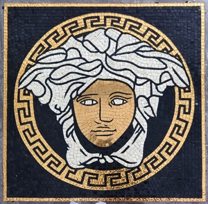 Vàng khảm gạch thủy tinh bức tranh tường khảm Nữ Thần Medusa huy chương đánh bóng hồ bơi biệt thự nội thất hình dạng tường - Product Image 3