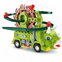 Jouet de voiture dinosaure Triceratops à piste spirale éducatif STEM avec ascenseur, lumière et son pour enfants garçons et filles