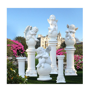 Moderno di lusso scultura <span class=keywords><strong>in</strong></span> <span class=keywords><strong>pietra</strong></span> intagliato a mano solido marmo bianco colonna romana pilastro per applicazione Villa all'aperto - Product Image 1