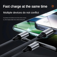 Câble de charge rapide rétractable 3-en-1 promotionnel 100W avec support de téléphone et câbles de données USB-C, câble Micro Type-C