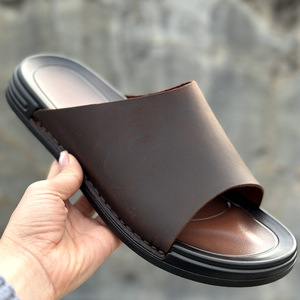 Chaussons d'été pour hommes, luxueux et durables, respirants, en <span class=keywords><strong>cuir</strong></span> de vachette, à semelle souple, à semelle épaisse, antidérapants, pour l'extérieur - Product Image 1
