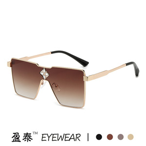 Yingtai Eyewear <b>Oversized</b> <b>Sunglasses</b> For Women Metal Frame UV400 Protection <b>Black</b> Square Design 2023 Style - Product Image 5