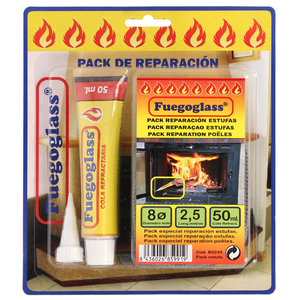 Kit di riparazione per stufe/camini, colla + corda 8 mm x 2,5 m. - Product Image 1