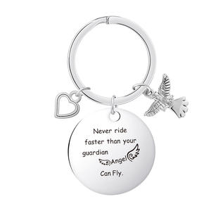 Alta calidad, diseño gratuito personalizado, seguridad de conducción, bendición de Ángel, recuerdo único, llavero grabado láser, artesanías de Metal para regalo - Product Image 3