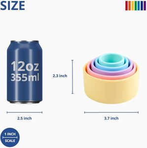 5 in 1 서클 컵 스택 부드러운 젖니가 나는 장난감 부드러운 실리콘 스택 컵 목욕 장난감 아기 스태킹 장난감 - Product Image 3