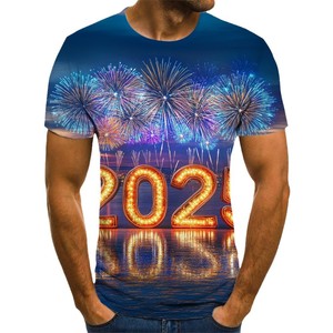 2025 New Year 3D Printed Men's T-<b>Shirt</b> Loose Fit Short Sleeve Sublimation Print <b>Polyester</b> Knitted Casual Wear - Product Image 5