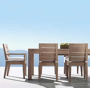 आउटडोर फर्नीचर उच्च अंत आसान सफाई अनुकूलित सागौन कुर्सियाँ डाइनिंग टेबल सेट लकड़ी