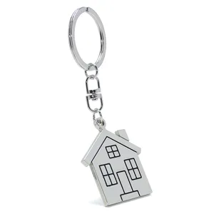 Graviertes Haus Home Schlüssel bund Immobilien unternehmen Werbe gebäude Home Geschenke Schlüssel ring Fob Blank Metall Custom House Schlüssel anhänger