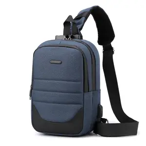 Wholesale Hot Selling Outdoor Sports Multifunctional Stranded Shoulder Bag With USB Blue Oxford Cloth Water Proof Shoulder Bag