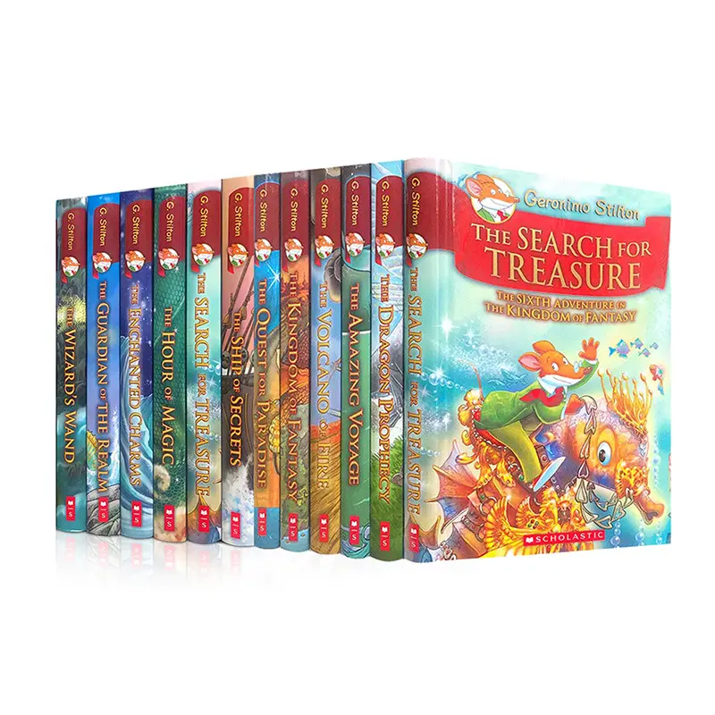 Yüksek kaliteli ciltli tam renkli 12 kitap seti çocuklar için fantezi yolculuk kitaplarının Geronimo Stilton krallığı