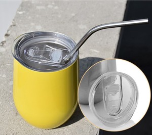 Vaso de vino sin tallo de acero inoxidable de 12 oz, de doble pared, con forma de <span class=keywords><strong>huevo</strong></span>, con tapa y pajita, <span class=keywords><strong>para</strong></span> regalos promocionales transfronterizos - Product Image 4