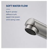 Robinet de lavabo de salle de bain de luxe moderne en acier inoxydable doré brossé, à montage sur plan, monotrou, à levier unique, avec bec haut, type colonne