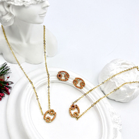 Edelstahl Gold Krebs Sternzeichen Halskette Ohrringe Set CZ Pavé Bernstein Orange Astrologie-Schmuck Damen Großhandel Maßanfertigung OEM