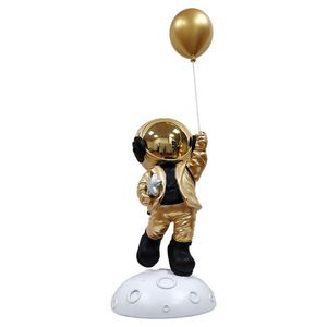 Futuristic Astronaut Statue with Mirror Helmet and <strong>Moon</strong> Ball Resin Tabletop Decor for Boys Room Office <strong>Shelf</strong> Gift Ornament - Product Image 3